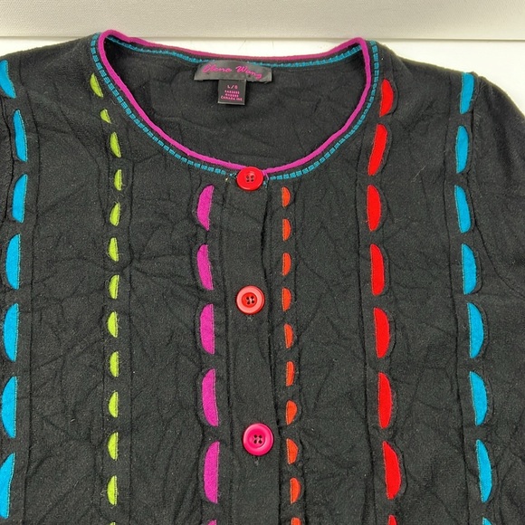Elena Wang Women's Vintage Ribbon Colourful Button Down Cardigan - Picture 4 of 13